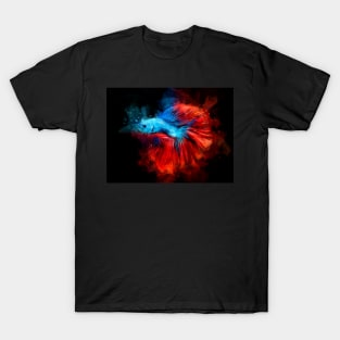 Blue Betta Fish with Red Tail watercolor T-Shirt